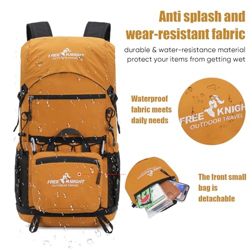 Bseash 30L Lightweight Hiking Backpack, Outdoor Sport Waterproof Travel Bag Daypack for Cycling Climbing Skiing (Yellow) - color: Yellow