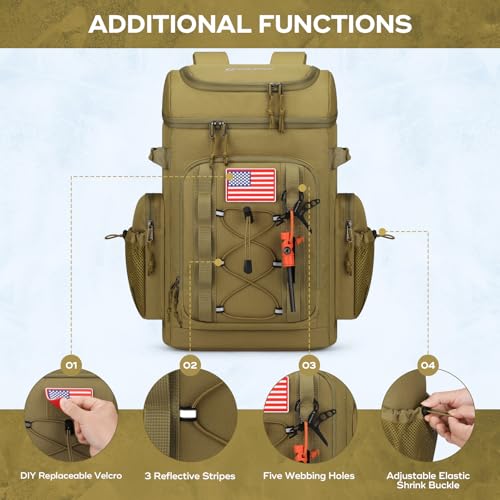 Maelstrom 35/50 Can Insulated Backpack Cooler, Leakproof Soft Lunch Ice Bag - color: Khaki, size: 35 Can