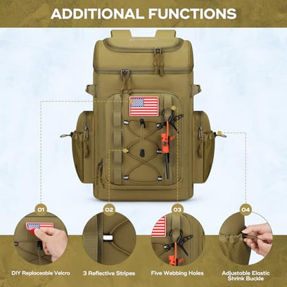 Maelstrom 35/50 Can Insulated Backpack Cooler, Leakproof Soft Lunch Ice Bag - color: Khaki, size: 35 Can
