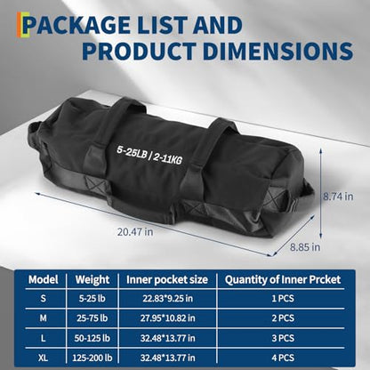 GarveeLife Workout Sandbag Unfilled - 5-200 LBS Heavy Duty Fitness Sandbag for Strength Training, Core & Full-Body Exercises | Adjustable Weight Home Gym - size: 5-25 LB
