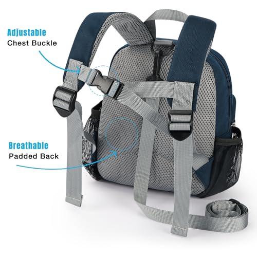 STEAMEDBUN Toddler Backpack Leash - Anti-Lost Harness Backpack for Boys Girls 1-3 - Blue - color: Dark-blue&red, size: Leash - 9.5"H