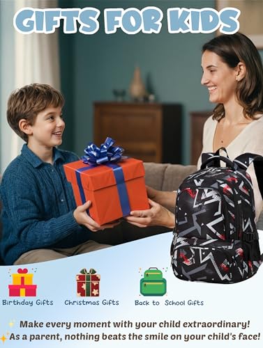 BLUEFAIRY Kids Backpacks for Boys Girls 17 Inch Elementary Primary Middle School Bookbags with Laptop Compartment Back to School Bags for Childs Age 6-8 Mochilas Escolares para Niños Niñas Dark Black - color: Dark Black