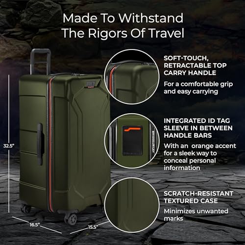 Briggs & Riley 32 Inch Extra Large Trunk Checked Luggage - Maximum Capacity Hard Shell Heavy Duty Travel Suitcase with 360-Degree Spinner Wheels - TSA Lock - Torq Collection - Hunter Green - color: Hunter, size: 32"