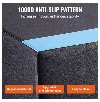 Plyometric Jump Box 3-in-1, 20/18/16 Inch - Cotton Plyo Box for Fitness, Agility & Strength Training - Step Up Platform - Home Gym Equipment - Black