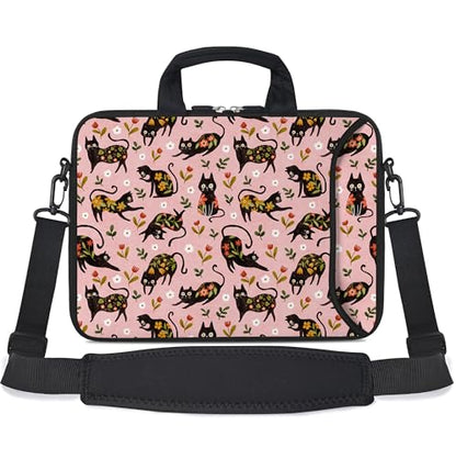 RICHEN 10 inch Messenger Bag Carrying Case with Handle Accessory Pocket Fits 7 to 10-Inch Laptops/Notebook/Kids Tablet (7-10.2 inch, Flowers Cats) - color: Flowers Cats, size: 7-10.2 inch
