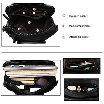 Uromee Backpack Purse for Women Vegan Leather Ladies Fashion Travel Shoulder Bag Convertible - color: 240 Black