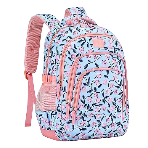 MYGOO Girls School Backpack Archibald Berry Pink Bookbag for Elementary Middle School Ages 5-12, 17 inch Large Capacity 24L Kids Student Travel Bags - color: Archibald Berry Pink