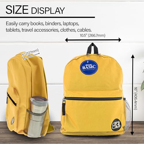 BAZIC PRODUCTS 16 in Mustard Basic School Backpack, 2-Pack - color: Mustard, size: 2-Pack