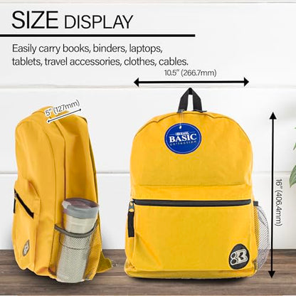 BAZIC PRODUCTS 16 in Mustard Basic School Backpack, 2-Pack - color: Mustard, size: 2-Pack
