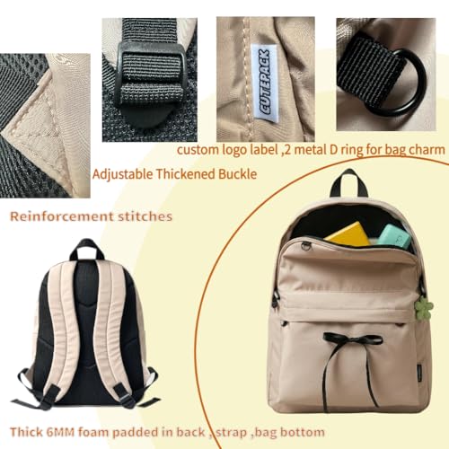 Cute Basics backpack for school,College Lighweight Coquette Laptop Bow Backpack For Women Teens,Durable Classic Design,Water Resistant Medium Size College School Bookbag (BOW) - style: Bow Design