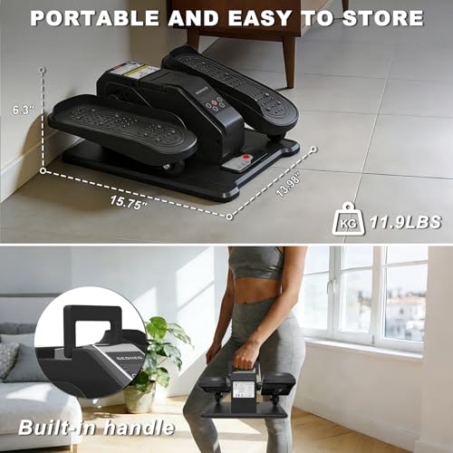 Under Desk Elliptical Machine, Electric Elliptical Leg Exerciser for Senior, Quiet and Compact Electric Seated Pedal Exerciser for Home with Monitor, Remote Control and 12 Adjustable Speeds - style: Black-pro