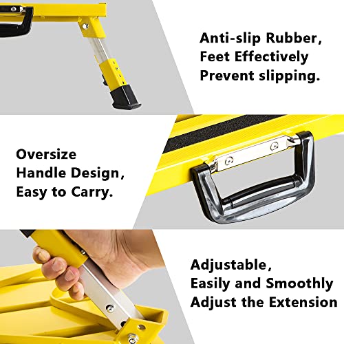 Homeon Wheels RV Steps Portable Foldable RV Steps Anti-Slip Surface with Handles Aluminum Folding Safety Platform Adjustable Height Heavy Duty for Camping Travel Trailer Truck - color: Yellow
