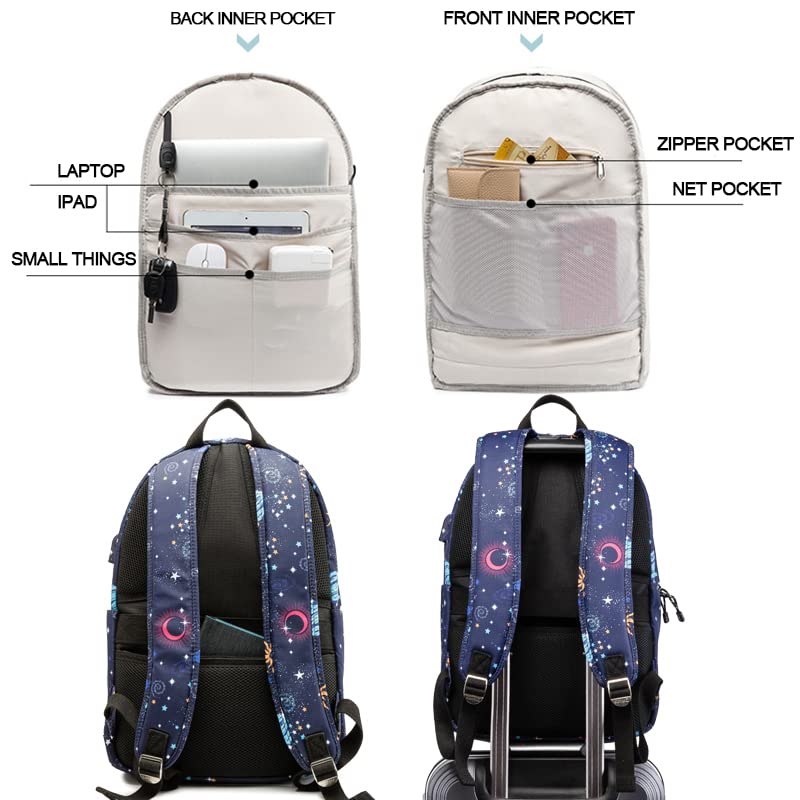 Kinmac Water Resistant Laptop Backpack with USB Charging Port for Laptop Up to 15.6 Inch (Space) - color: Space