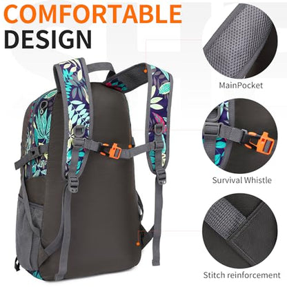 40L Hiking Backpack Lightweight Daypack Waterproof Travel Camping Backpack for Men Women Sport Packable - color: A2-blue Leaf