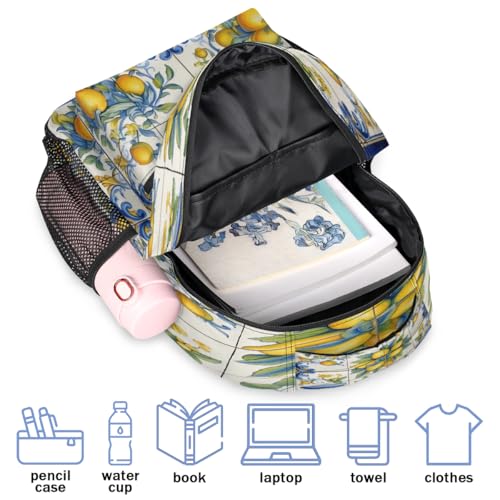 Fruit Lemon Backpack with Chest Strap, Casual Backpack for Women Men, 16 Inch Daypack for Travel Work, Lemons - color: Off-white