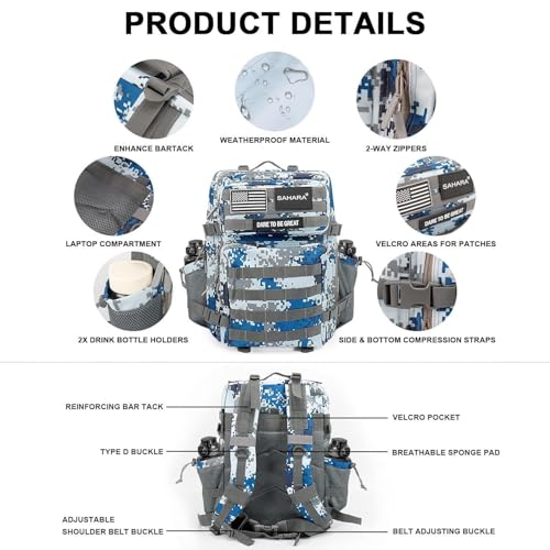 SAHARA - Raider Series Travel Bag & Laptop Backpack for Laptops up to 17.3-inch, Gray Camo, (LT00093) - color: Gray Camo