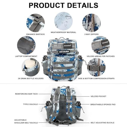 SAHARA - Raider Series Travel Bag & Laptop Backpack for Laptops up to 17.3-inch, Gray Camo, (LT00093) - color: Gray Camo