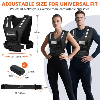 BAGAIL Weighted Vest Men, 20lb/30lb/40lb Adjustable Weight Vest for Woman with Removable Iron Weights, Women’s Rucking Vest for Walking, Workout, Running, Strength Training - size: 20 lb