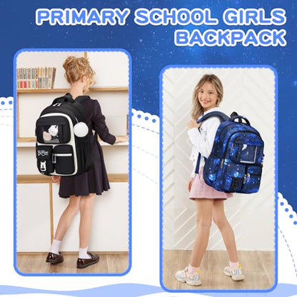 PIG PIG GIRL Kids Backpack for Girls Boys School Bags for Middle School Students Book Bag for Elementary Primary Kawaii Ita Backpack, Galaxy Astronaut - color: Galaxy Blue