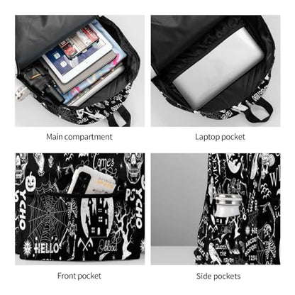 Gothic Bat Halloween Witchy Backpack School Bag Lightweight Bookbag Casual Daypack for Girls Boys Kids Women Men Travel Laptop 16 Inch - color: Halloween