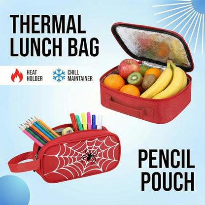 Kids Backpack for Boys - 4Pcs Boys Backpack with Lunch Box Set for Kids Teens Elementary Middle School, 18″ Large Capacity Students Bookbag, Perfect for Travel and School - color: Red-backpack-set