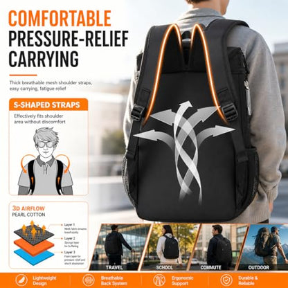 25L Extra Large Tactical Cooler Backpack, Soft Lightweight Insulated Lunch Box for Men, 38 Can Leakproof Cooler Bag Keeps Hot Cold up to 20H for Camping, Hiking, Beach, Work, Black