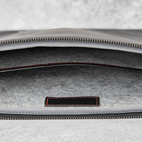 Casemade Real Leather Laptop Case/Zipped Folio Bag with Inner Pocket & Wool Lining Compatible with Apple MacBook, HP, Dell, Asus, Levovo (14 Inch - Black) - color: Black, size: 14 Inch