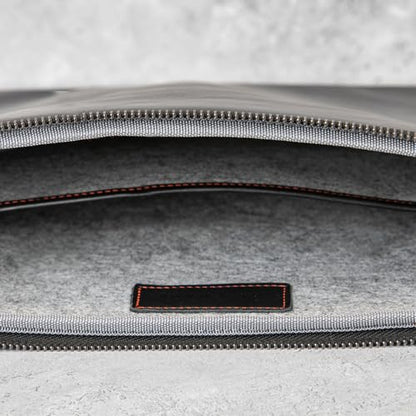 Casemade Real Leather Laptop Case/Zipped Folio Bag with Inner Pocket & Wool Lining Compatible with Apple MacBook, HP, Dell, Asus, Levovo (14 Inch - Black) - color: Black, size: 14 Inch