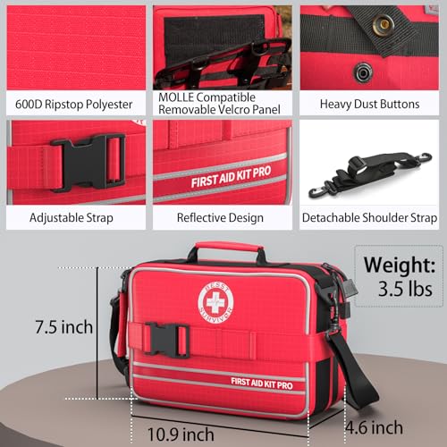 Comprehensive First Aid Kit for Home, Premium Emergency Trauma Kits with Shoulder Strap for Car Camping Gear, Waterproof Survival Kit, Home Essentials, Outdoor Emergency Medical Supplies -324 Piece - size: Max