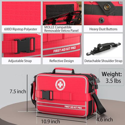 Comprehensive First Aid Kit for Home, Premium Emergency Trauma Kits with Shoulder Strap for Car Camping Gear, Waterproof Survival Kit, Home Essentials, Outdoor Emergency Medical Supplies -324 Piece - size: Max