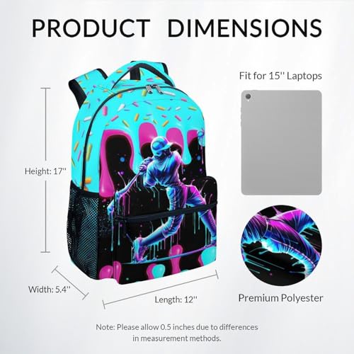 Boys Baseball Backpack for Teens School Bookbag - Kids Schoolbag with Drip Print for Sport Lovers Team School Supplies (17 Inch) - color: Purple