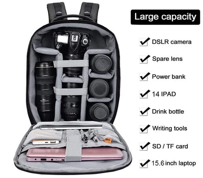 Cwatcun Camera Backpack with Rain Cover, Tripod Holder, USB Port, 15.6" Laptop Compartment, Waterproof Professional Photography Camera Case Bag for Canon Sony Nikon SLR DSLR Cameras, Lens, Brown