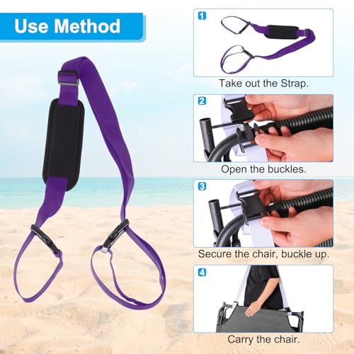 PATIKIL Carrying Beach Chair Straps, Adjustable Beach Chair Straps Shoulder Carrying Straps for Folding Chair Backpack, Purple - color: Purple
