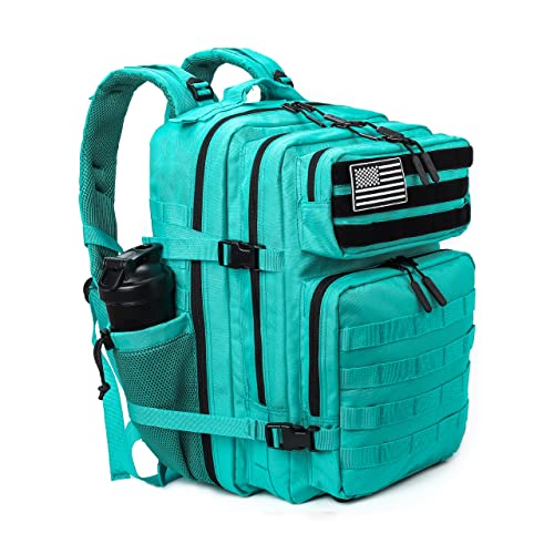 LHI Military Tactical Backpack for Men and Women 45L Army 3 Days Assault Pack Bag Large Rucksack with Molle System - Lake Blue - color: 1.4 Lake Blue