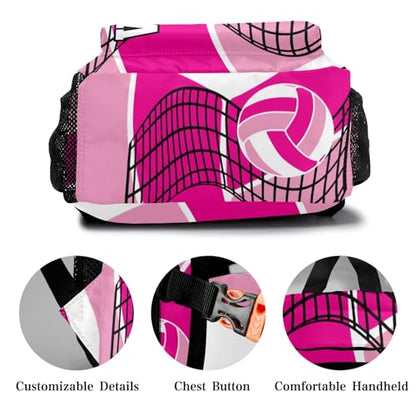 Customized Volleyball Pink Waterproof Backpack with Name for Hiking Camping Picnic - color: Backpack 13
