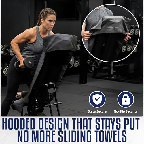 CHEEKY WINX Hooded Microfiber Gym Towel – Highly Absorbent Car Seat Towel with Carry Bag – Double-Sided Sweat Towel, Reversible, Quick Dry & Sand-Resistant Fabric, Camouflage, 130 x 60cm - color: Camouflage