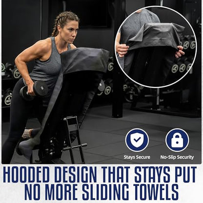 CHEEKY WINX Hooded Microfiber Gym Towel – Highly Absorbent Car Seat Towel with Carry Bag – Double-Sided Sweat Towel, Reversible, Quick Dry & Sand-Resistant Fabric, Camouflage, 130 x 60cm - color: Camouflage