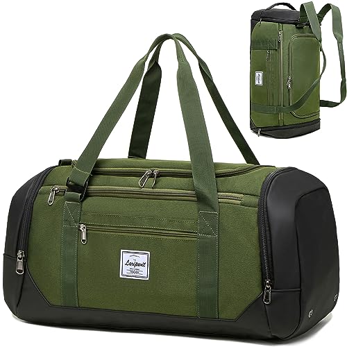 Laripwit Gym Bags for Men, 40L Medium Sports Travel Duffel Bag with Shoe Compartment & Wet Pocket Lightweight Gym Duffle Bag Backpack Multipurpose Weekender Overnight Backpack for Women, Green - color: Green