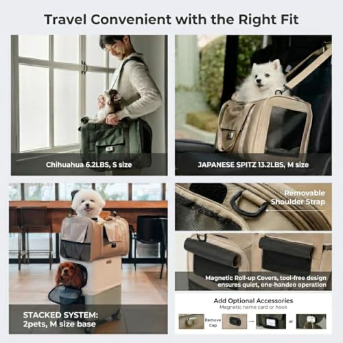 PETiCO NOA 3003 Airline Approved Pet Carrier - Pet Duffle Bag for Small Dogs & Cats Under 9 lbs, Sturdy & Machine Washable with Magnetic Snaps, Small Size, Khaki - color: Khaki, size: Small
