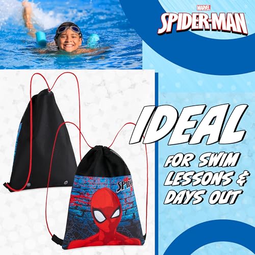 Disney Kids Drawstring Bags - Swimming Bag, School PE Bag (Red/Blue Spiderman) - color: Red/Blue Spiderman
