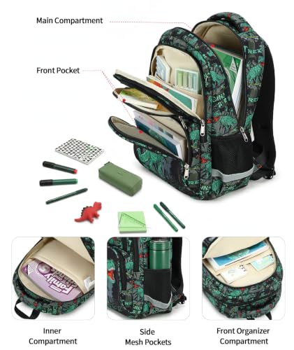 abshoo Cute Dinosaur School Backpack For Boys Elementary Kindergarten Kids School Bag (Dinosaur Black B) - color: Dinosaur Black B
