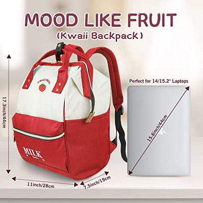 ZOMAKE 15.6 Inch Travel Laptop Backpack for Women Men - Anti Theft Water Resistant Bag Daypack - Computer Bag Business Work Cute Backpacks(Strawberry) - color: Strawberry