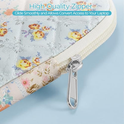 13-14 inch Cotton Quilted Laptop Sleeve for Women, Aesthetic Puffy Laptop Case Carrying Bag Compatible with MacBook Air/Pro 13/Pro 14, Soft Computer Liner Bag (Coloful Pin, 13.3 inch) - color: Coloful Pin, size: 13.3 inch