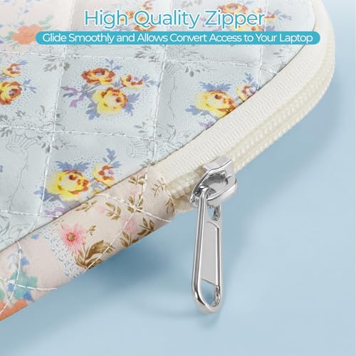 15.6 inch Cotton Quilted Laptop Sleeve for Women, Aesthetic Puffy Laptop Case Carrying Bag Compatible with MacBook 15.6, Soft Computer Liner Bag (Coloful Pin, 15.6 inch) - color: Coloful Pin, size: 15.6 inch