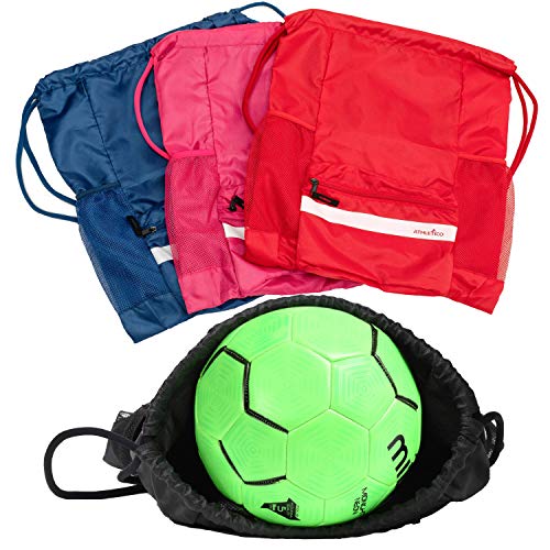 Athletico Drawstring Soccer Bag - Soccer Backpack For Boys or Girls Can Also Carry Basketball or Volleyball - color: Pink