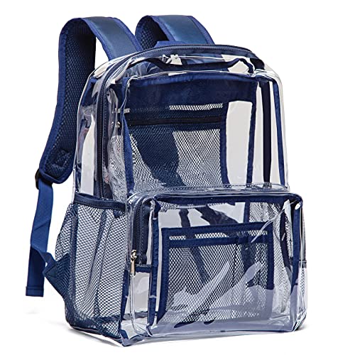 Vorspack Clear Backpack - Heavy Duty PVC Transparent See Through Backpack for College & Workplace - color: Navy, size: Large