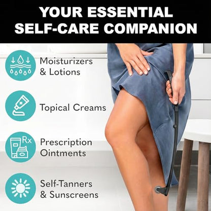 bearback Lotion Applicator for Back & Body - Long Reach Folding Handle with Reusable Foam Rollers - Apply Lotion, Medication, Ointment, Sunscreen, Self Tanner - (Black) (Handle with 2 Rollers) - color: Black