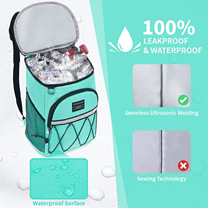 Backpack Cooler Backpack 26 Cans Insulated Leak Proof for Women Men Beach Camping Picnic Fishing Hiking Lunch Backpack Waterproof Cooler - color: Teal, size: Medium