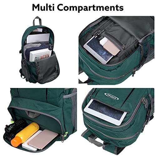 G4Free 40L Lightweight Packable Hiking Backpack, Waterproof Travel Daypack - color: Dark Green