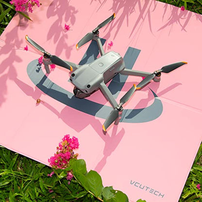 VCUTECH Drone Landing Pad - Weighted 25 inch(65cm) for DJI Mini 3 Pro, Mavic 3, Mavic Air 2/2S, DJI Mini 2, FPV Drone, Avata Fly More Kit Accessories (Pink)